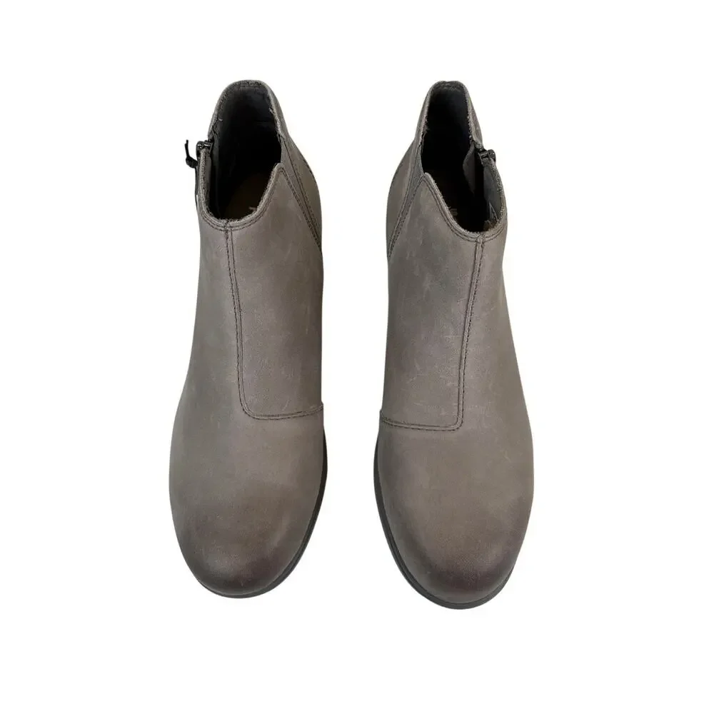Sorel Evie Zip Bootie‎ Wedge Womens 8 Waterproof Grey Leather Quarry Sea Salt